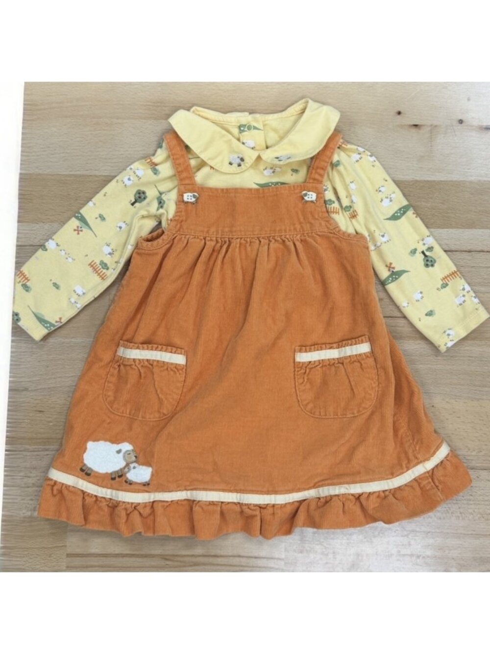 Gymboree Vintage Corduroy Sheep Jumper Set 2006 Wooly Pals Bodysuit/Dress